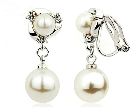 Acefeel Clip On Earring For Women Pearl Non Pierced Clip Earrings