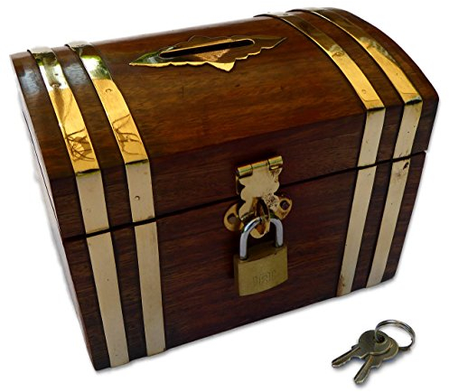 Purity Wooden Money Box with Brass Lock