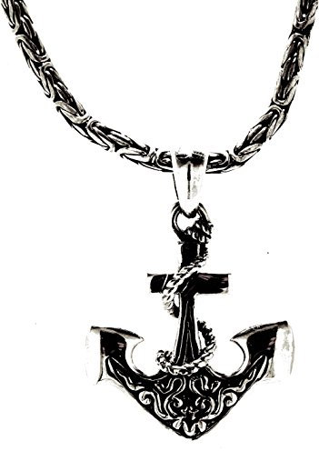Kiss of Leather Anker Anhänger aus 925 Sterling Silber mit Königskette, ca. 3 mm dick, 45-65 cm lang (45) SI. 268