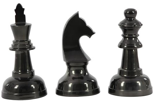 Deco 79 Traditionelle Metallskulptur Skulptur, Aluminium, Dunkel_Grau, 3 Pieces SMALL Size