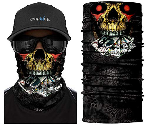 ShopINess Unisex Schlauchschal Halswärmer Neckwarmer Multifunktions schlauchtuch totenkopf für Motorrad Bikes Sport Festival Halloween Karneval - Totenschädel (Cards)
