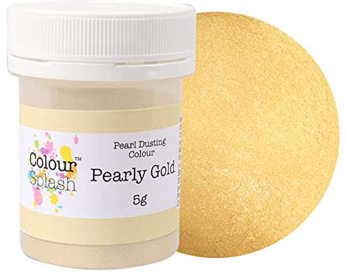 COLOUR SPLASH Pearl Food Colouring Dusts, Lustre Dust For A Pearlescent Finish to Cake Surfaces Or Decorations, Create A Rainbow Cake Kit With An Assortment of Glistening Colours - Pearl Gold 5g