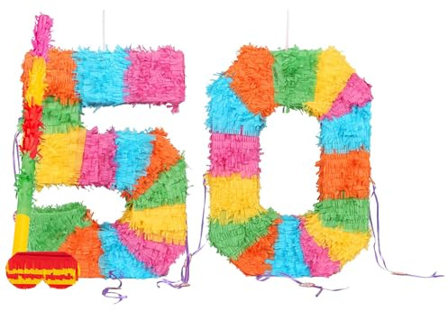 Fax Potato 50. Geburtstag Ausklappbare Piñata Set mit Stock & Augenbinde - Mehr Stick - 1x Füllen Sie Ihr Eigenes Mexikaner Kinder Mädchen Jungs Geburtstagsfeier Parteien Spiels Dekorationen Bausatz