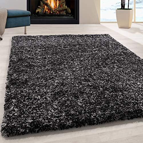 Vintage Stil Teppich Wohnzimmer Kurzflor Meliertes Design Esszimmer Schlafzimmer Flur Küchenteppich Weich & Flauschig Pflegeleicht Rechteckig Teppich in Farbe: Anthrazit, Grösse: 200 x 290 cm