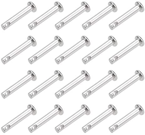 sourcing map 20St Gabelbolzen Einloch Flachkopf 304 Edelstahl Link Scharnierstift 3mm X 16mm
