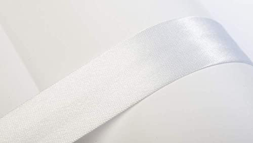 Jajasio Schrägband, 10m, Atlas (Satin), 25mm, gefalzt 01 ? weiss, Textilband, Einfassband in 40 Farben