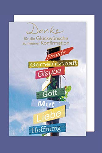 Konfirmation Danksagungen Karte 5er Set Lebens Wegweiser 5 Grußkarten C6