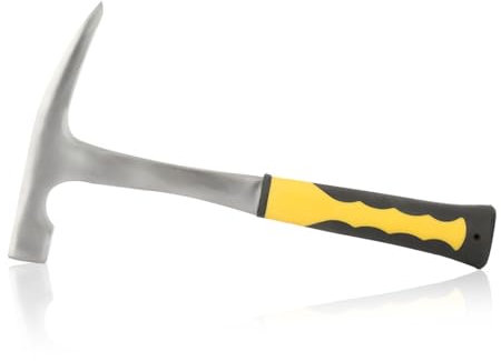 Geological Hammers, Akozon Flat Head Hammer 32 oz Masonary Tool Double Head Flat Mouth Duckbill Hammer with Non-Slip Shock Reduction Grip for Bricklayers Masons