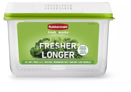 Rubbermaid FreshWorks Saver, Large Produce Storage Container, 18.1-Cup, Clear