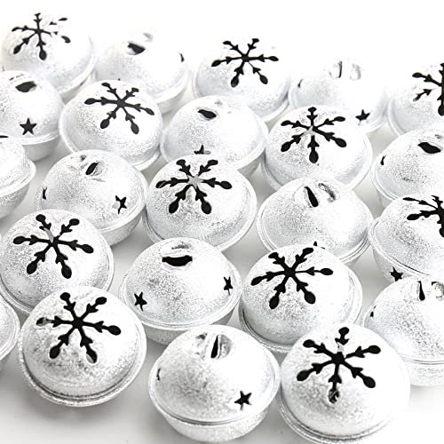 HERZWILD 24pcs christbaumschuck Glöckchen Metallglöckchen Schellen Glocken Weihnachten anhänger (Silber)