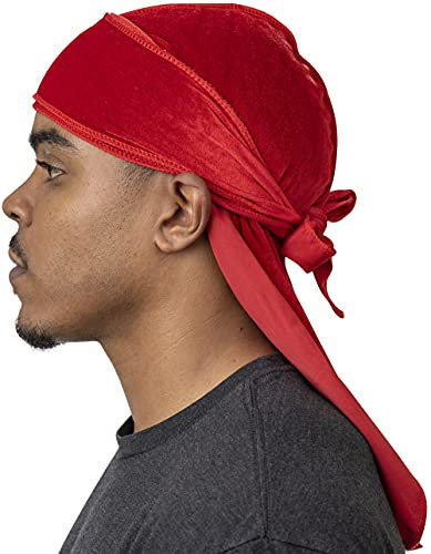 Veeta Hochwertige Samt-Durags in Mehreren Farben, aus weichem Samtstoff, mit seidigem Innenfutter und Langen Bändern. - Rot - Einheitsgröße