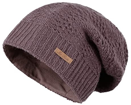 McRon Damen Gefütterte Beanie Wollmütze Modell Lina Rosenholz 4512