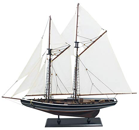 Antik 2000 Segelschiff Modell Zweimaster aus Holz Bluenose kanadischer Gaffel Schoner