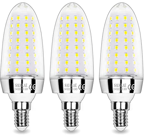 SAUGLAE 15W LED Lampen, 120W Glühlampen Äquivalent, 6000K Kaltweiß, 1700Lm, E14 Kleine Edison Schraube LED Leuchtmittel, 3 Stück