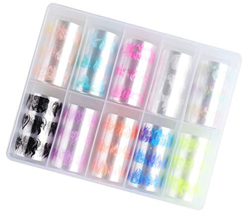 10 Rolls Flame Star Sky Stickers Fire Flame Nail Art Flame Nail Art Decals Transfer Nail Wraps Color Stickers Holographic Nail Sticker Nail Stickers The Pet European and American