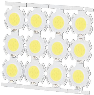 12 piezas de chips LED, cuentas de lámpara LED, componente emisor de luz COB, 5 W de alta potencia, 15-17 V para focos de bricolaje, lámpara de techo con luz empotrada(Luz blanca),cuentas de lámpara
