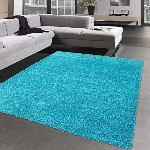 CARPETIA Spaghetti Teppich kuschelig warm in türkis Größe 140x200 cm