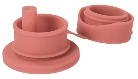 Pura Sport Big Mouth Silikon Sport-Trinkhalm oben – auslaufsicher, plastikfrei, MadeSafe zertifiziert, medizinisches Silikon – passend für alle Pura Sportflaschen – Rosenstroh