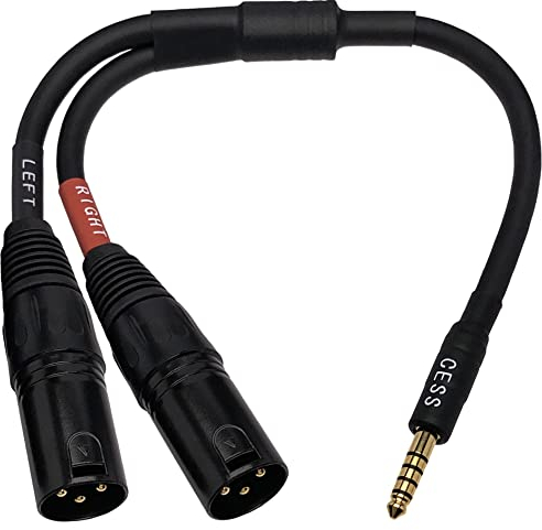 CESS-257 Black 4.4mm to Dual XLR Male Balanced Audio Headphone Adapter Cable