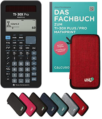 TI-30X Pro MathPrint inkl. Schutztasche Rot & Fachbuch (132 Seiten, DIN A5) – Wissenschaftlicher Rechner – Smart Set