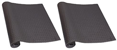 HD Fitness 2er-Set EVA Unterlegmatte für Fitnessgeräte rutschfest und schalldämmend mit Bändern | GRAU 200 x 100 cm, Stärke 0.7 cm