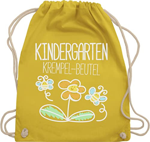 Turnbeutel Rucksack - Sportbeutel bedruckt Geschenk - Kindergarten Krempel-Beutel - Unisize - Gelb - turnen beutel baumwolle stoff kordel baumwoll kordelzug mit kindergartenrucksack weihnachten