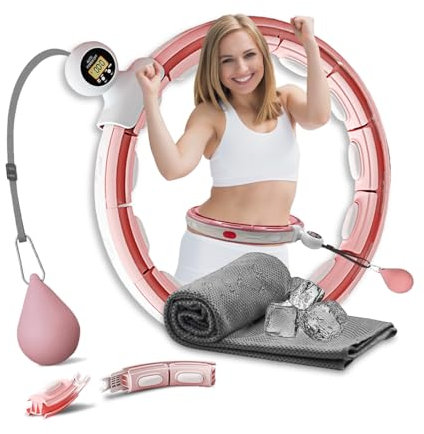 K-MART Cerceau lesté Infinity Smart Hula Hoops avec 16 compteurs, Balle de Massage Automatique à 360 degrés, Cerceau Infinity Hoop pour Adultes, équipement de Fitness pour Perte de Poids