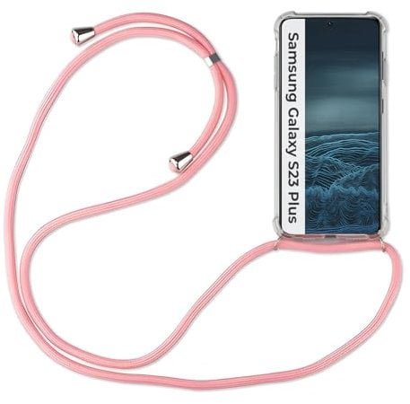 Hülle Kompatibel mit Samsung Galaxy S23+ | Handykette Smartphone Halskette Hülle mit Band | Handyhülle mit Kordel zum Umhängen Kompatibel für Galaxy S23+ | Rosa