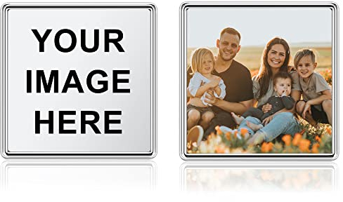 Zysta 5 Stück Personalisierte Pin Anstecker Brosche mit Foto Gravur Badge Pin mit Schmetterlingsverschluss für Hat Krawatte (Quadrat)