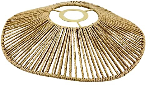 MagiDeal Lampenschirm aus geflochtenem Seil, rustikale Deckenlampenschirm-Laterne, handgefertigte Stehlampe, Droplight, Boho-Lampen-Anhängerschirm für, GELB