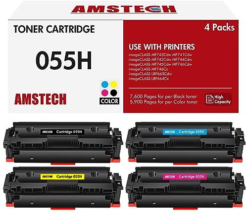 Amstech Kompatibel Toner als Ersatz für Canon 055H 055 i-SENSYS MF744Cdw MF741Cdw MF743Cdw MF745Cdw MF746Cx MF742Cdw LBP663Cdw LBP664Cx MF746Cdw MF740C LBP660C Schwarz Cyan Magenta Gelb