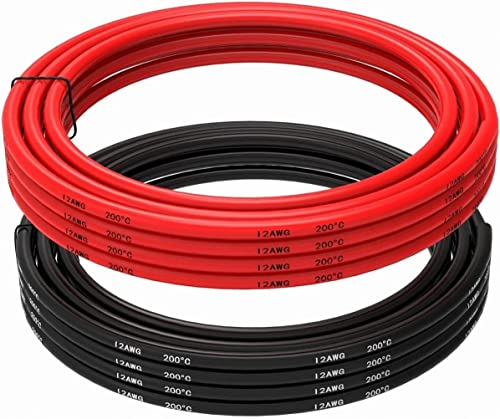YUNIQUE GREEN-CLEAN-POWER - Cavo Silicone 12 AWG, 5m Flessibile, Alta Conducibilità | Resistente alle Alte Temperature | Facile Identificazione Polarità, Rosso, Nero, Silicone