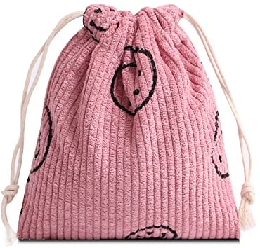Niedliche Cord-Münzbörse mit Lächeln, kleine Reißverschluss-Tasche, Brieftasche, Geldbörse, Beutel, Münzhalter, Pink-Geldbörse für Münzen, Süßes Münzgeldbörse aus Cord mit Smiley-Motiv