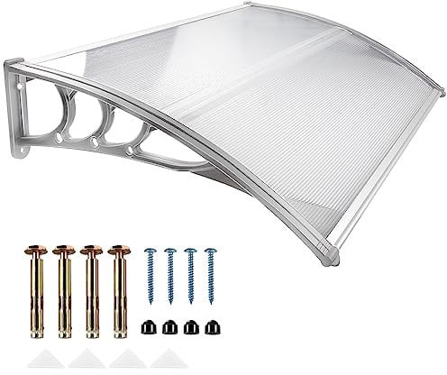 Door Canopy, Waterproof Front Door Canopy, 120 * 80 * 23cm Garden Canopies, Rain Awning Suitable for Door Porch, Outdoor, Roof, Patio (White)