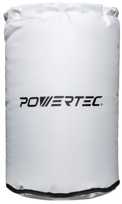 POWERTEC 70351 Dust Collector Lower Bag 20 Dia. x 30, Dust Collector Bottom Bag with Clear Window & Zipper for Wen, Jet, Grizzly Dust Collector, 1 PK