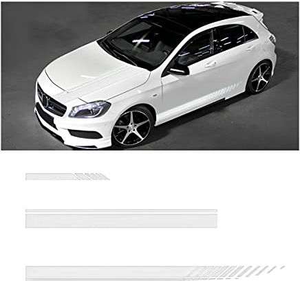 JNNJ 5 Stück Auto Haube Streifen Aufkleber, Auto Racing Karosserie Seite Streifen Aufkleber, Aufkleber Streifen Dekoration Für Autos SUV LKW Geländewagen(Weiß)
