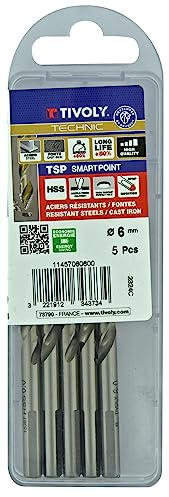 Tivoly 11457060600 5 Metallbohrer TSP Ø: 6 / L: 93 / HSS geschliffen – DIN338 – h8 – Schärfen Smart Point (Stecker)