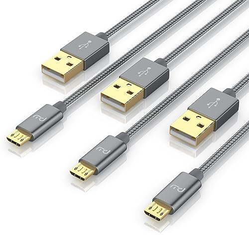 CSL - 3X 3m Micro USB Kabel - 2,4A Schnellladekabel - Nylonkabel + Metallstecker - Ladekabel Datenkabel für Android Smartphones Samsung Galaxy HTC Huawei Sony Nexus Nokia Kindle