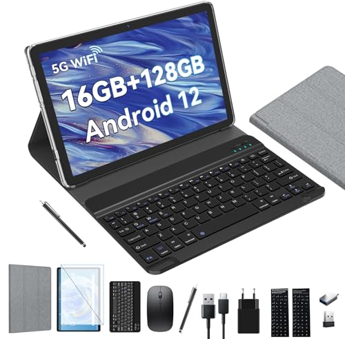 ZONKO 2024 Neueste Tablet 10 Zoll 2-in-1 Tablet mit Tastatur, 5G WiFi Android Tablets, 16(8+8) GB RAM+128GB ROM (1TB TF),7000mAh,Octa-core 2.0GHz,1080P,8+13MP,Bluetooth/Typ-c/GMS (Schwarz)