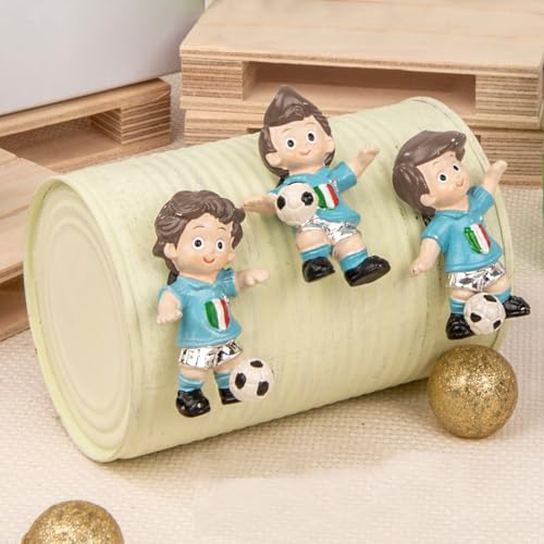 Doni Bomboniere Nacimiento 12pcs imán futbolista con camiseta azul Gadgets fiesta tema fútbol pensamientos primera comunión ventana ventana ventana imán nacional Italia jugador y pelota surtido en