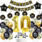 deko 10. geburtstag Jungen mädchen,schwarz gold luftballon 10. geburtstag deko Junge ,gold Tortendeko 10. geburtstag Happy Birthday girlande banner gold geburtstagsdeko 10 jahre Junge ballon