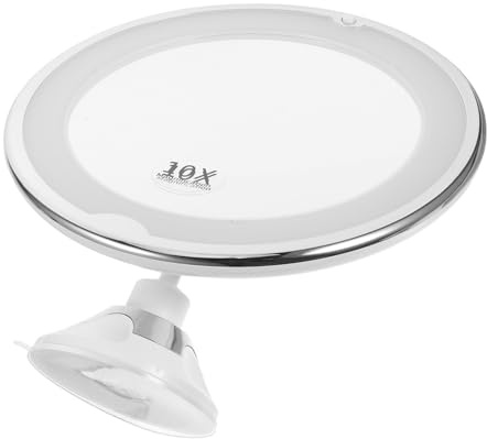 minkissy 10 Stück LED Beleuchteter Kosmetikspiegel mit Saugnapf 360° Drehbarer Vergrößerungsspiegel für Schminktisch und Zuhause Desktop Schminkspiegel mit Licht