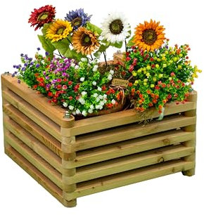 Kaiserbeet® Hochbeet aus Lärchenholz 64x64x39cm [ERWEITERBAR] Blumenkasten für Garten, Balkon & Terrasse - Hochwertig & wetterfest - Kräuterbeet für Gemüse Kräuter & Blumen - Blumenkasten aus Südtirol
