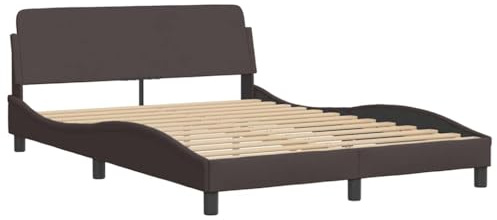 vidaXL Bettgestell Dover, Polsterbett Bett, Bettrahmen mit Lattenrost für Schlafzimmer, Schlafzimmerbett Doppelbett, Dunkelbraun 140x200cm Stoff