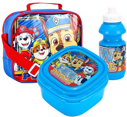 Top Linen Kids Insulated Lunch Bag Set - 3pcs Children Travelling Food Box Set Includes Insulated Bag, Sandwich Box, & Bottle - BPA Free - Blue Paw Patrol Keep It Up Lunch Box