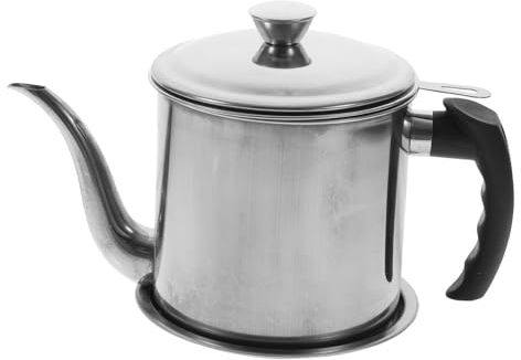 LABRIMP 1 Ensemble Pot À Huile En Acier Inoxydable De Cuisine Récipient À Graisse De Bacon Cruche En Acier Inoxydable Pot À Huile Filtré Pot De Filtrage D'Huile Filtre À