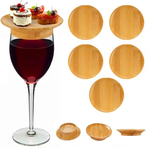 Hagmoo wine glass charcuterie topper,wine appetizer plates,food tray ornaments above wooden wine glasses food trays,Bamboo Wine Glass Topper Coasters (1 Pcs)
