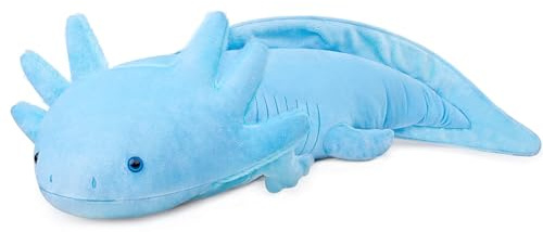 RLOMUTE Weiches Axolotl-Plüschtier – Süßes Axolotl-Kissen, realistisches Ambystoma-Tierspielzeug, 51 cm/20”, einzigartiges Ambystoma-Plüschtier, Modellpuppe, Kindergeschenk (Blau)