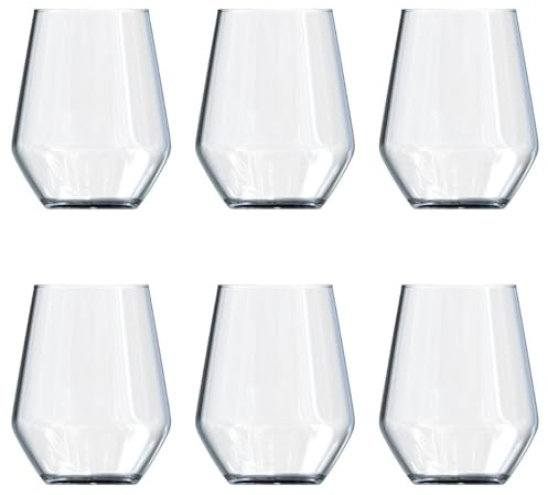 Arcoroc Set de 6 vasos altos Thera de vidrio 40 cl | Transparente, Vidrio, formato alto, acabado brillo, 6 piezas
