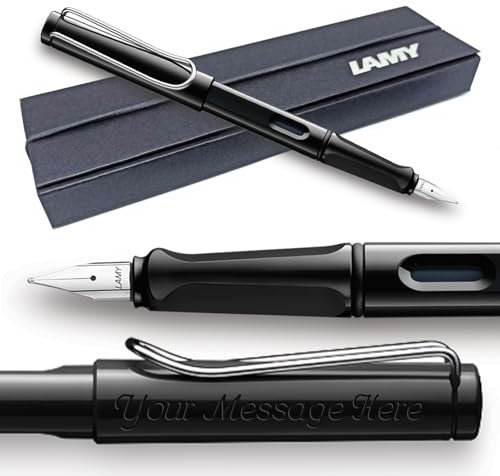 Fountain Pen Lamy Safari - Personalised with Engraving (Fine Nib, Glossy Black)